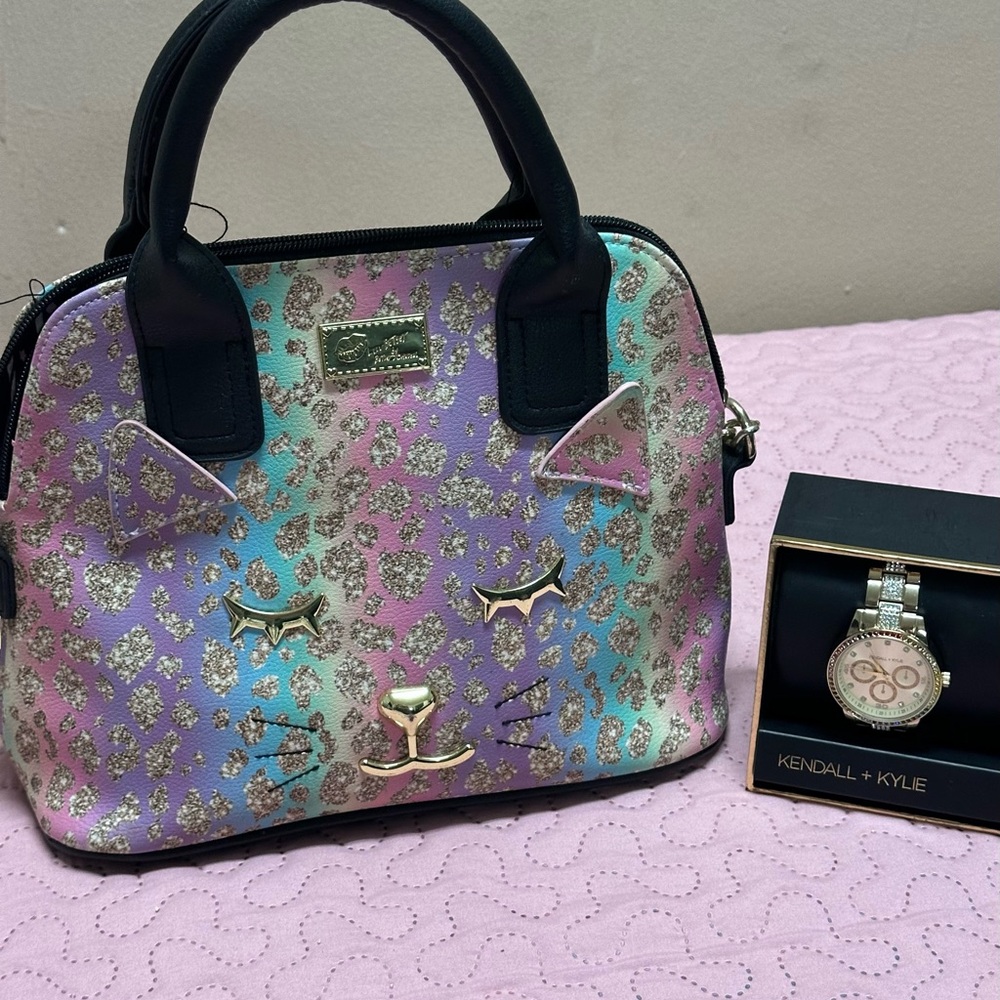 Betsy Johnson Pastel Leopard Print Handbag